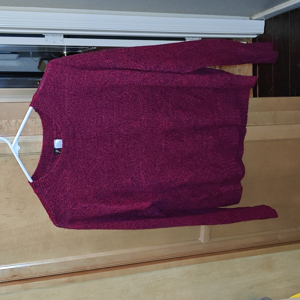 Divided Burgundy Crew Neck Sweater